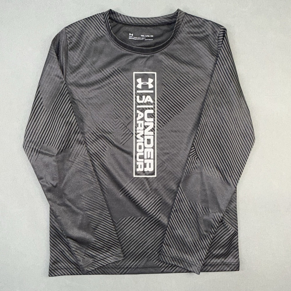 Youth Under‎ Armour Long Sleeve Loose Fit Heatgear Crewneck Shirt Gray Size YXL